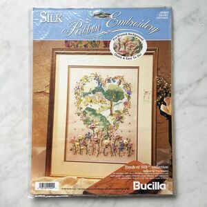 Bucilla Silk RIbbon Embroidery Kit Heart Cottage Flowers Quick & Easy 9" x 12"